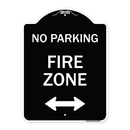 Signmission Fire Zone with Bidirectional Arrow Heavy-Gauge Aluminum Architectural Sign, 24" x 18", BW-1824-23969 A-DES-BW-1824-23969